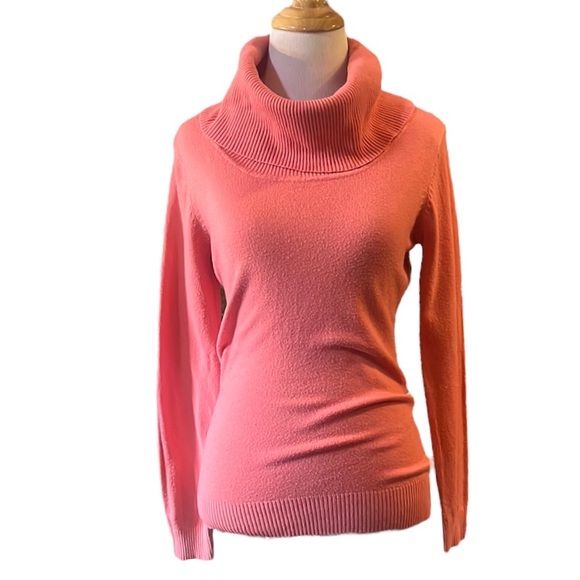 Miss SaSa Sweaters - MISS SASA COWL NECK KNIT SWEATER SALMON ORANGE SIZE SMALL